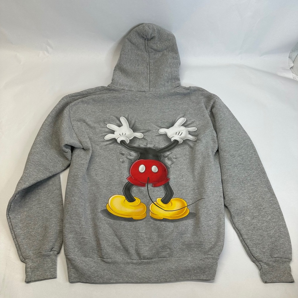 Walt Disney World Mickey Mouse Gray Pullover Hoodie Sweatshirt M Double Sided - Picture 10 of 11